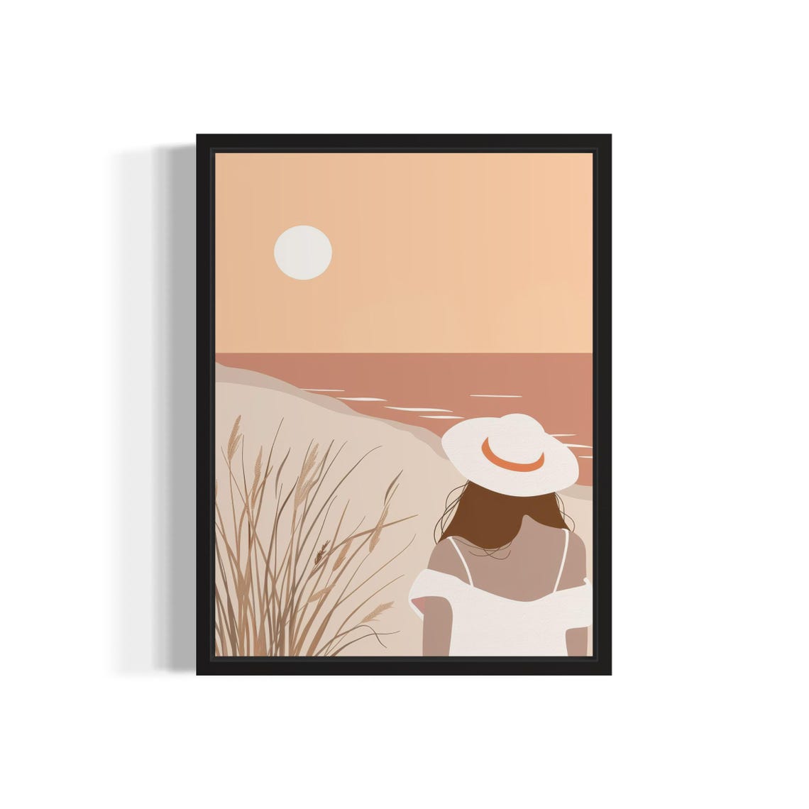 Female At Beach Boho Art Print