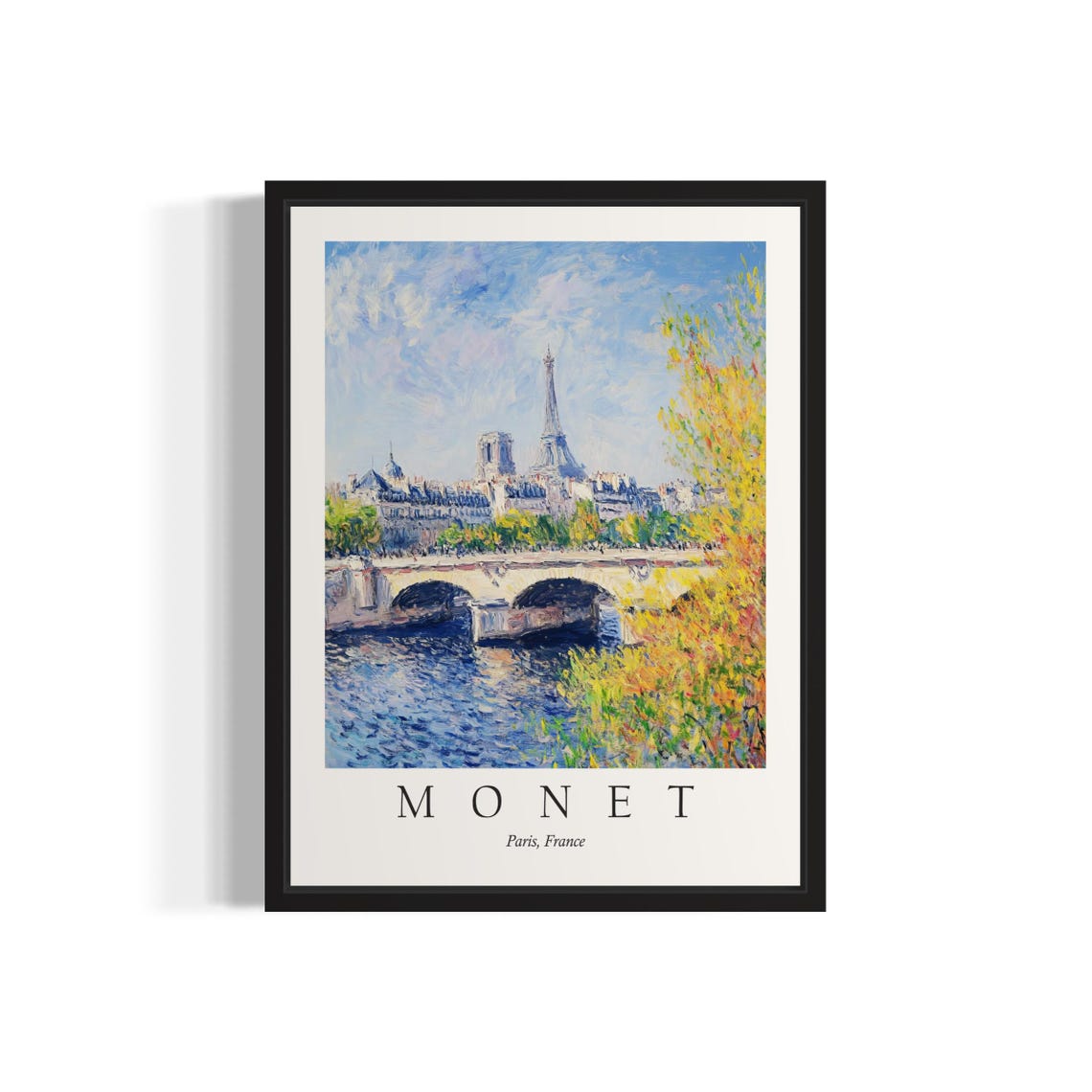 Paris Eiffel Tower Over the Seine Monet Style Cityscape Poster