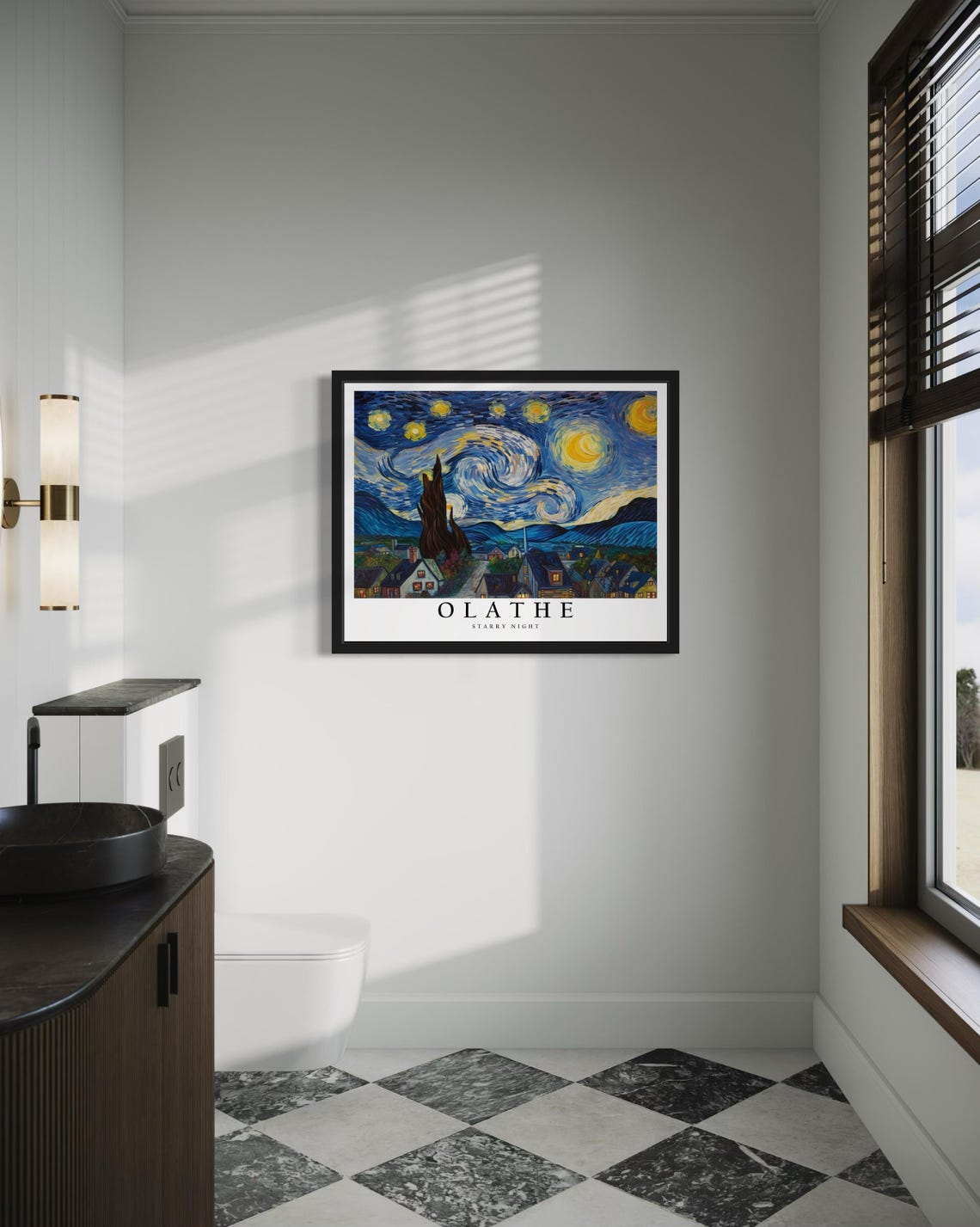 Olathe Kansas Starry Night Art Print Wall Art Poster Original Paint Artwork Artwork Decor - Image 4