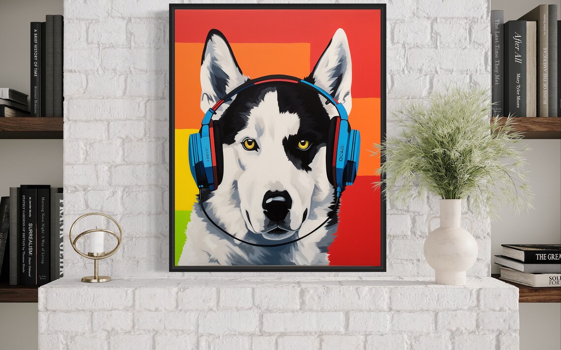 Siberian Husky Wearing Headphones Colorful Pop Art Dog Poster - Image 4