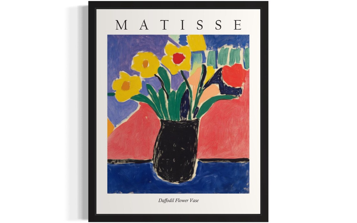 Matisse Style Daffodil Flower Vase Spring Fauvist Still Life Poster