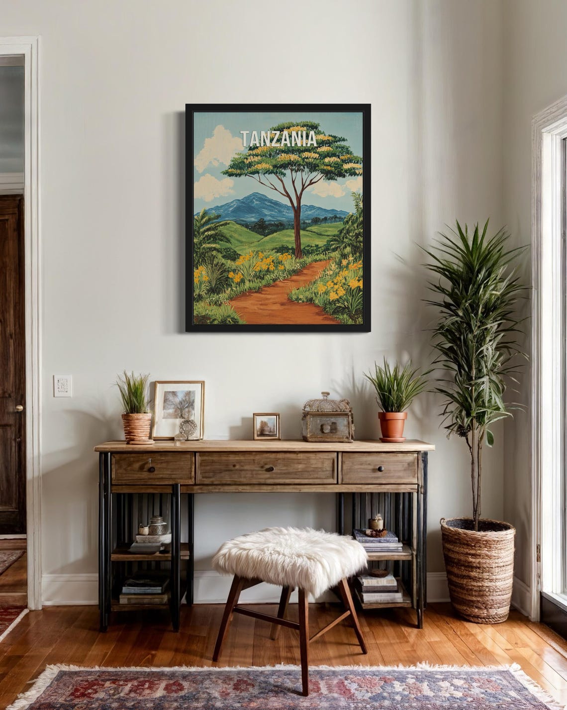 Tanzania Acacia Tree Mountain Vintage Travel Poster Artwork Scene - Image 4