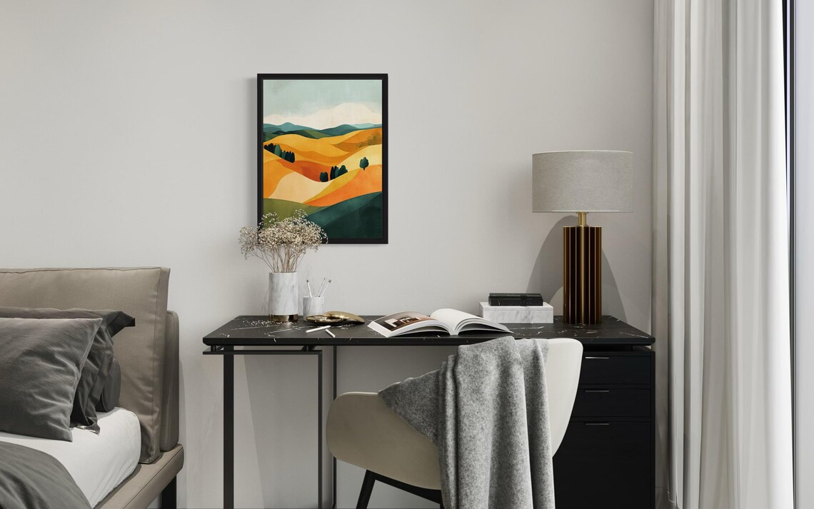 Valley Abstract Boho Art Print, Bathroom Decor - Image 3