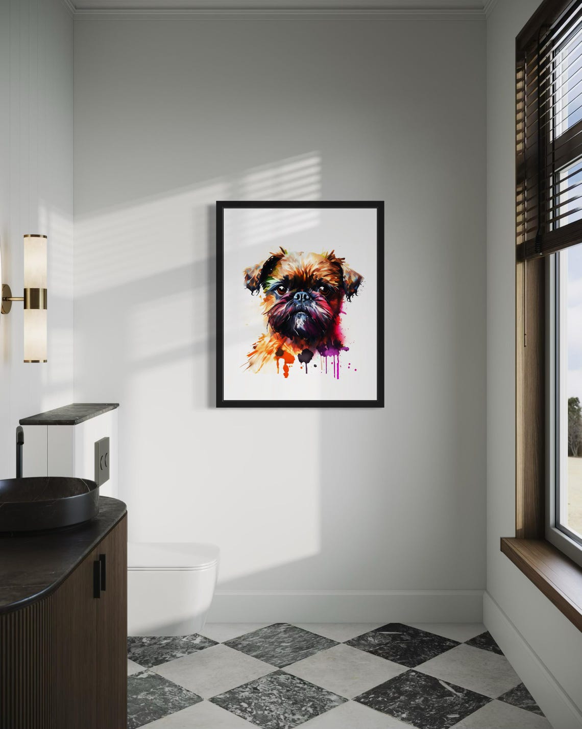Brussels Griffon Bearded Watercolor Splash Portrait Dog Poster - Image 4