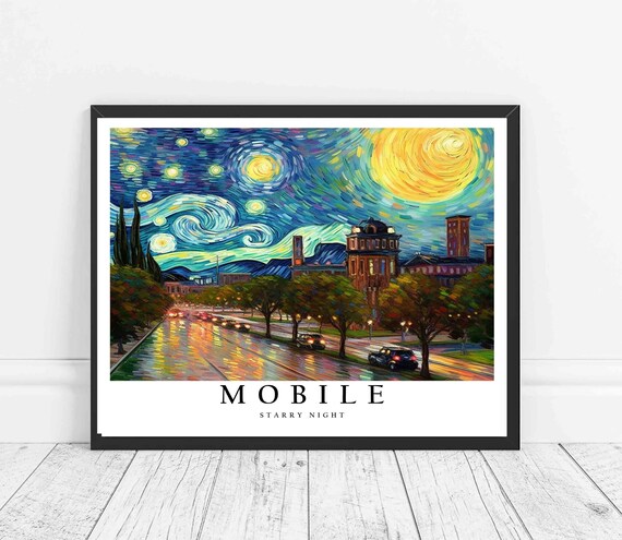 Mobile Starry Night Van Gogh Style Street Scene Poster Home Decor Gift
