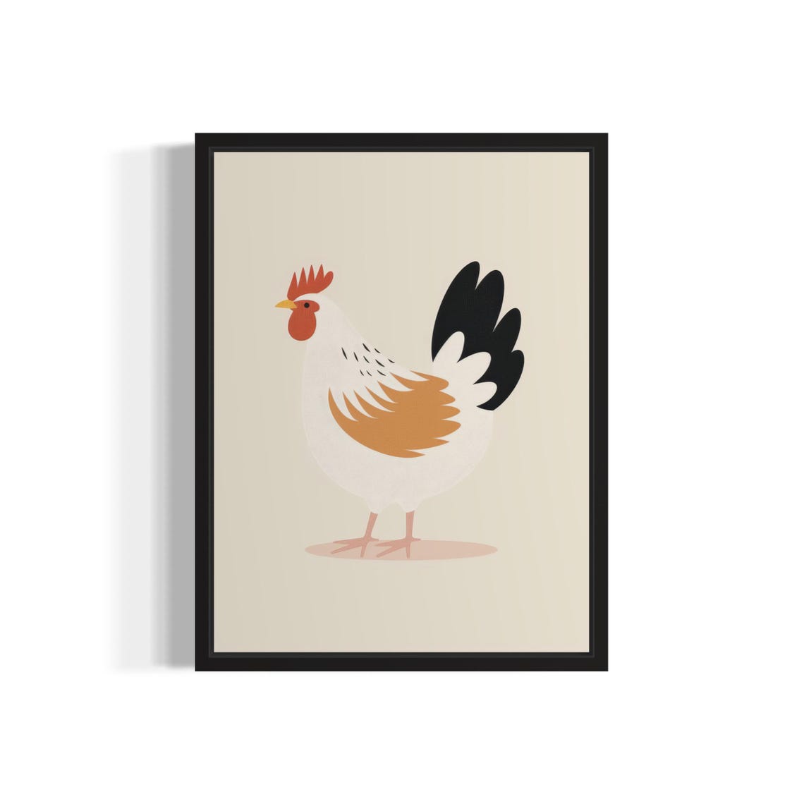 Minimalist Terracotta Rooster Illustration Farmhouse Kitchen Poster