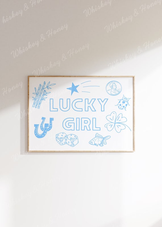 Lucky Girl Art Print Art Trendy Home Decor Apartment Poster Western Art Print Cute Wall Poster