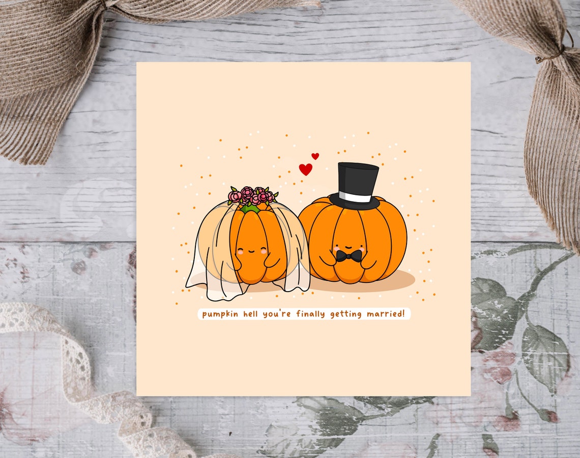 Pumpkin Bride And Groom Finally Getting Married Funny Pun Wall Art - Image 3