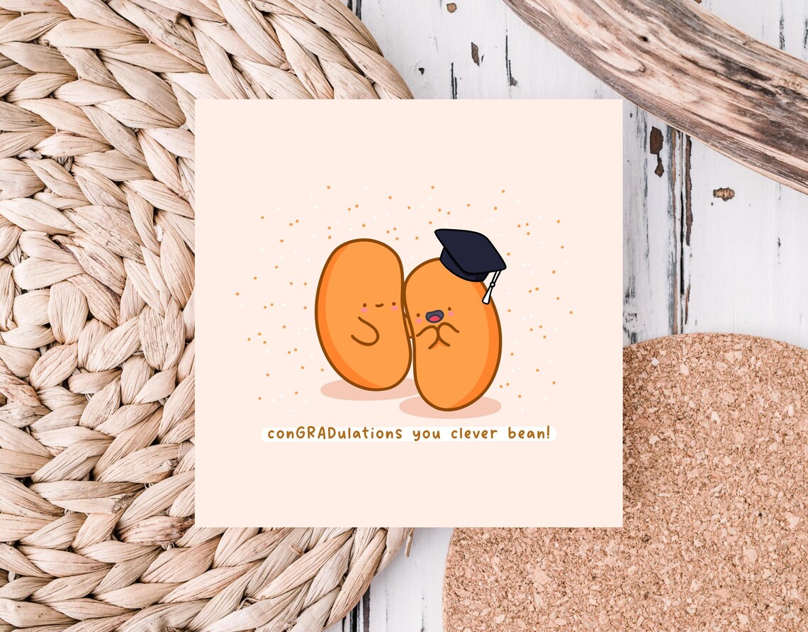 Baked Beans Funny Graduation Card Kawaii Graduation Card Graduation Pun Card - Image 4