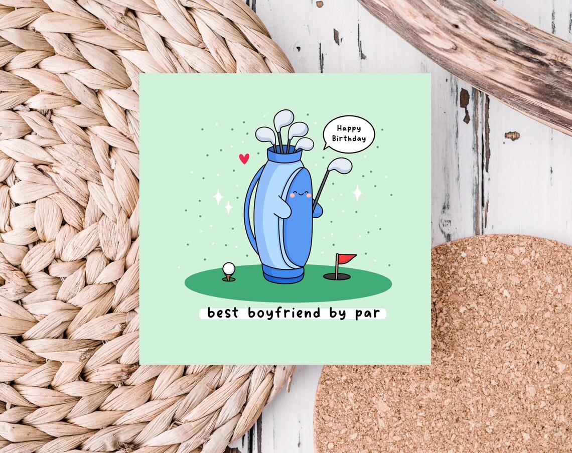 Best Boyfriend By Par Kawaii Golf Bag Birthday Card Gift Poster - Image 4