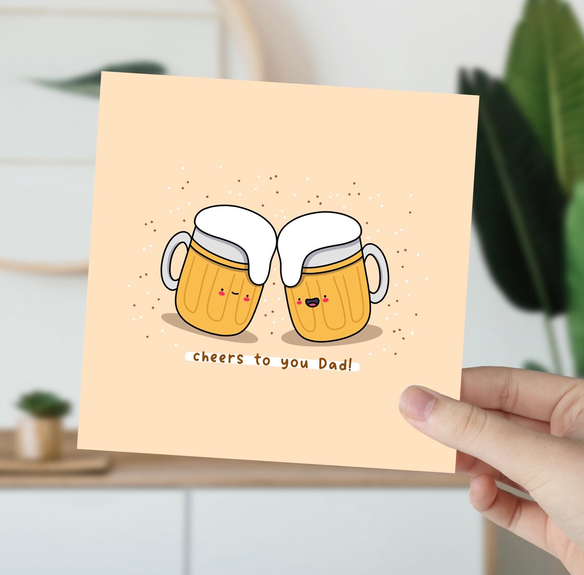 Beer Mugs Clinking Cheers To You Dad Funny Fathers Day Wall Art - Image 6