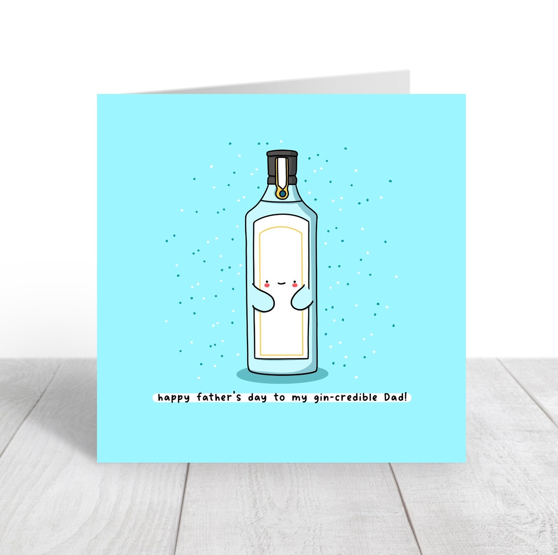 Kawaii Gin Bottle Happy Fathers Day Gin-Credible Dad Pun Wall Art - Image 5