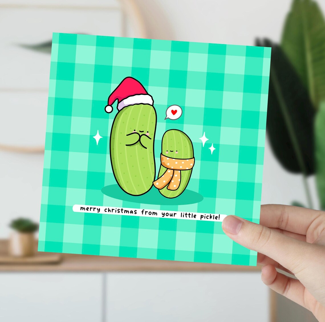 Merry Christmas From Your Little Pickle Kawaii Illustrated Card Print - Image 5