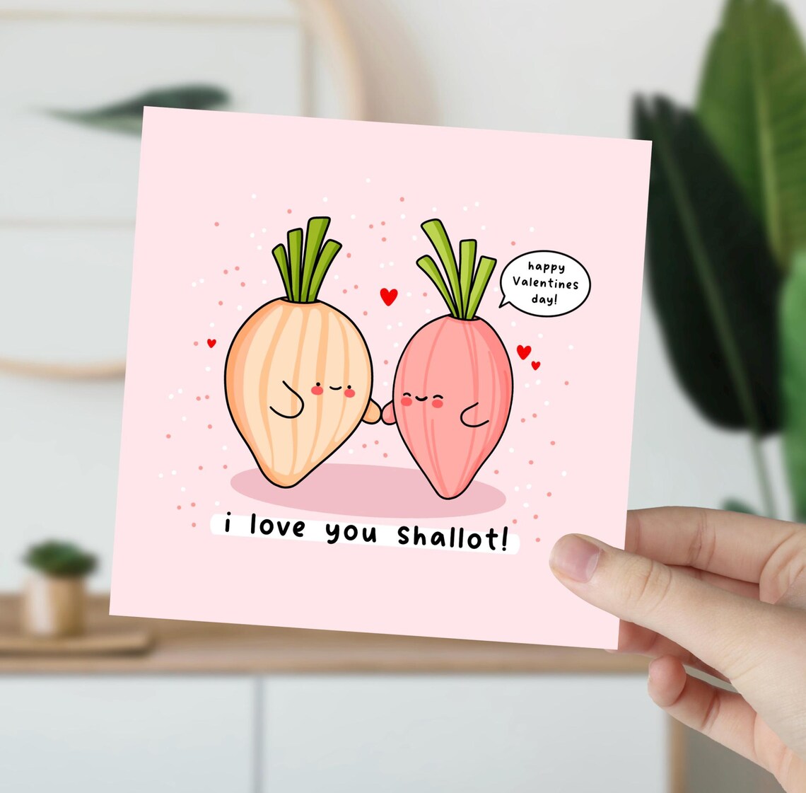 Shallot Pair Holding Hands I Love You Shallot Valentines Wall Art - Image 6