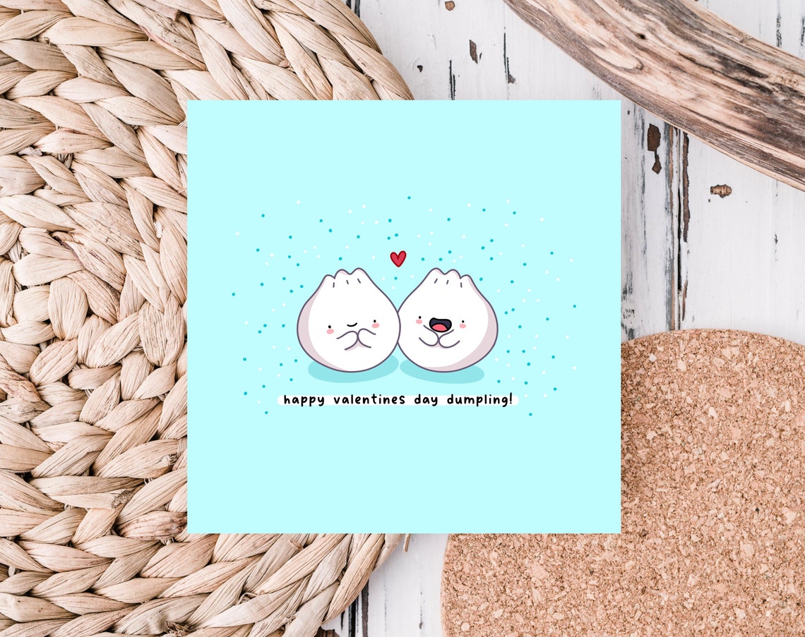 Happy Dumpling Duo Happy Valentines Day Dumpling Pun Wall Art - Image 2