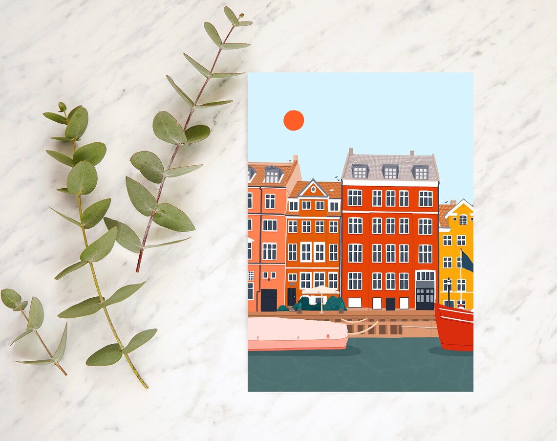 Copenhagen Nyhavn Harbour Colourful Houses Daytime Art Print - Image 2