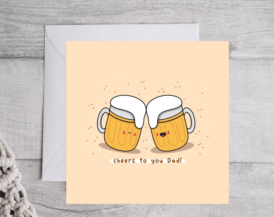 Beer Mugs Clinking Cheers To You Dad Funny Fathers Day Wall Art - Image 4