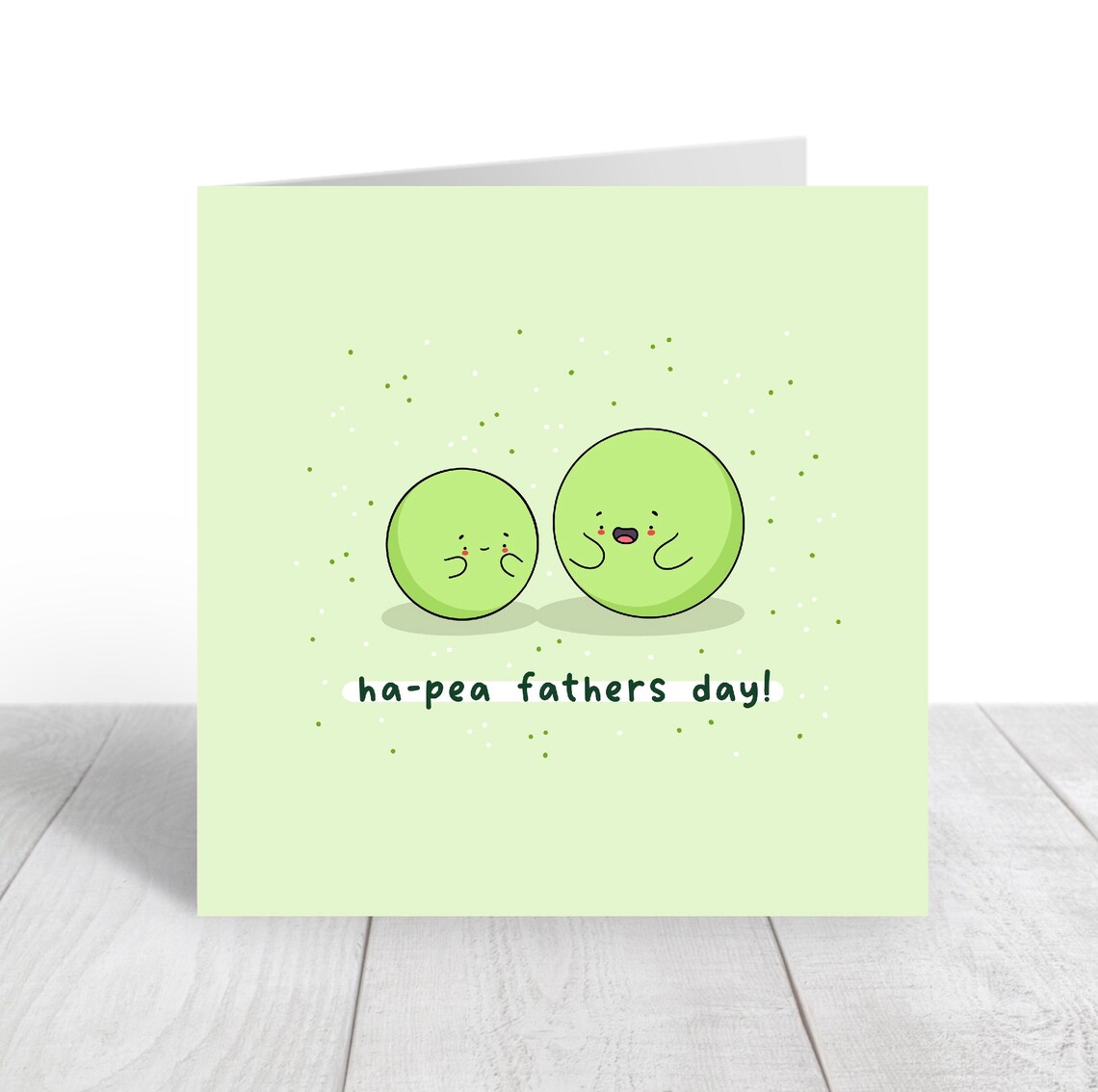 Ha-Pea Fathers Day Cute Green Peas Pun Illustrated Card Print - Image 4