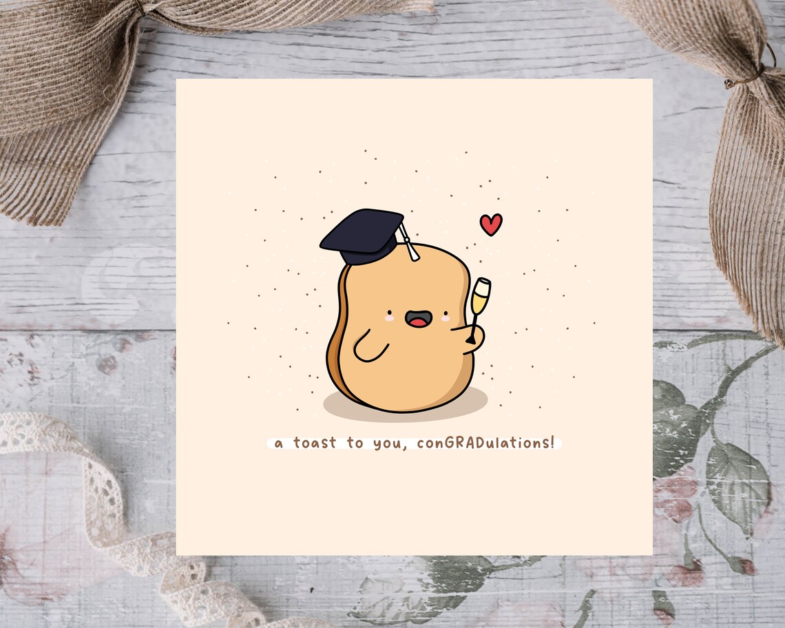 A Toast to You ConGRADulations Cute Graduation Card Art Poster - Image 3