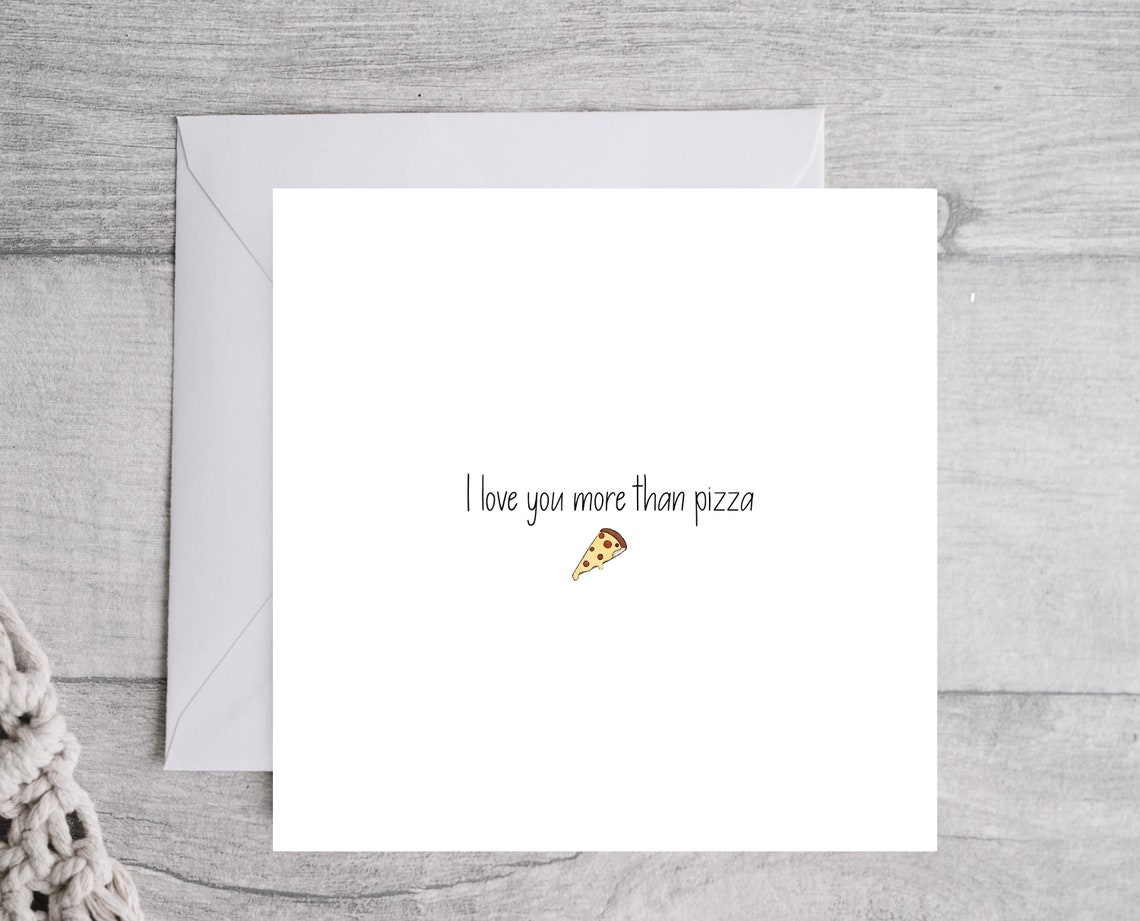 I Love You More Than Pizza Kawaii Pun Anniversary Card Wall Art - Image 5