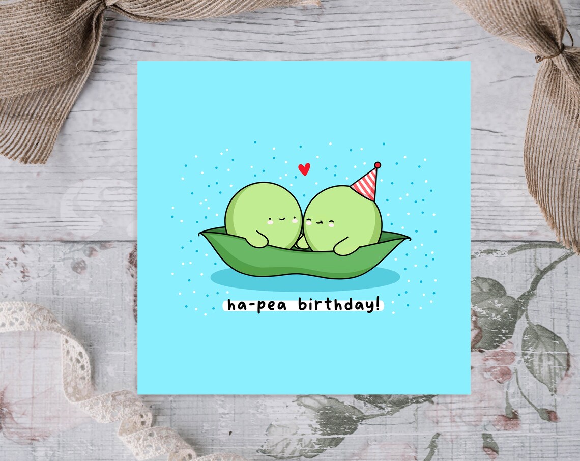 Kawaii Peas in a Pod Birthday Pun Poster with Ha Pea Birthday - Image 3