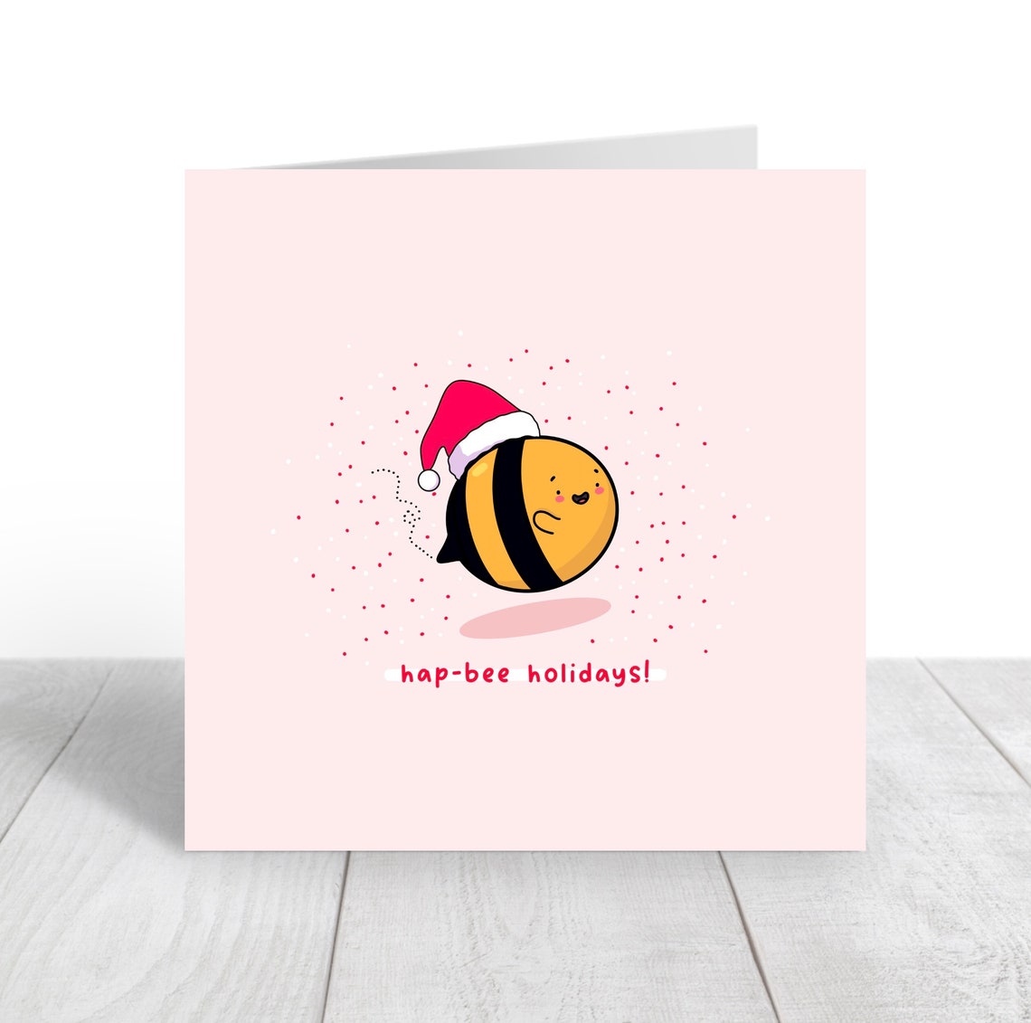 Hap-bee Holidays Cute Bee Wearing Santa Hat Holiday Card Poster - Image 4