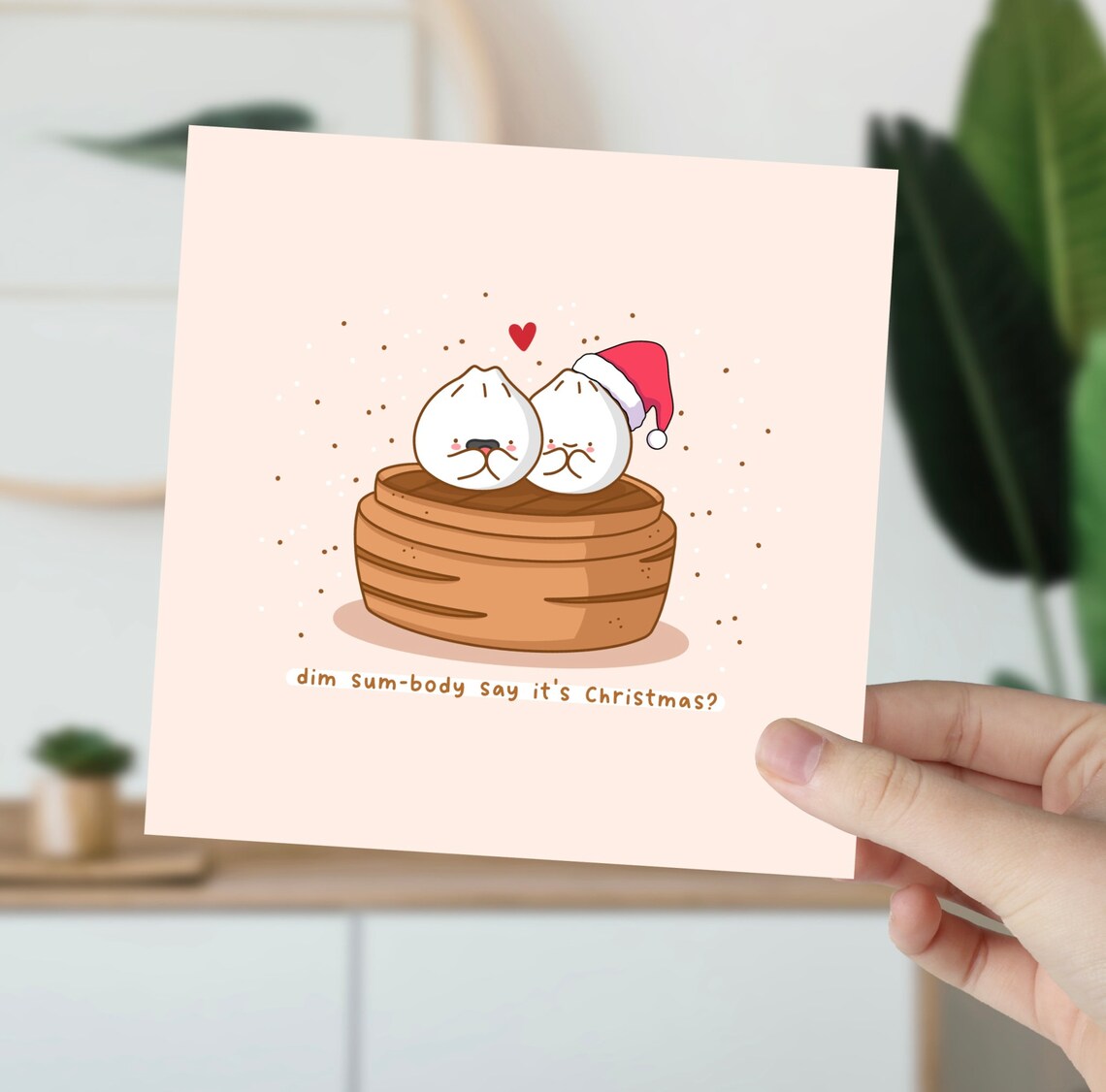 Kawaii Dim Sum Bao Steamer Christmas Pun Poster with Santa Hat - Image 5