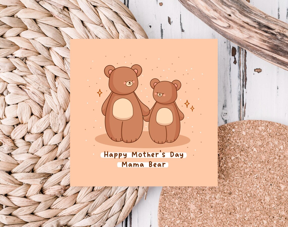 Kawaii Happy Mothers Day Mama Bear and Cute Cub Pun Art Print - Image 5