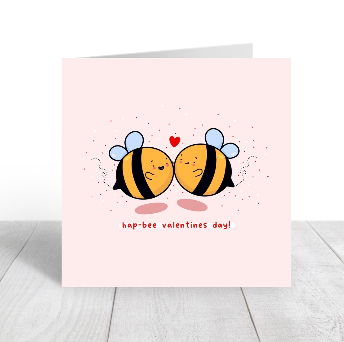 Kissing Bumble Bee Couple Hap-Bee Valentines Day Card Cute Print - Image 2