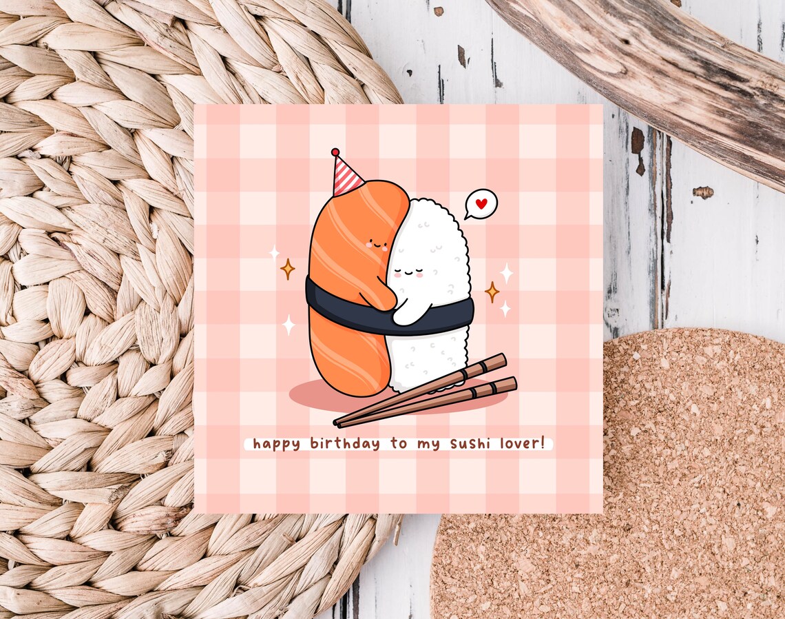 Kawaii Happy Birthday to My Sushi Lover Nigiri Pun Art Print - Image 5