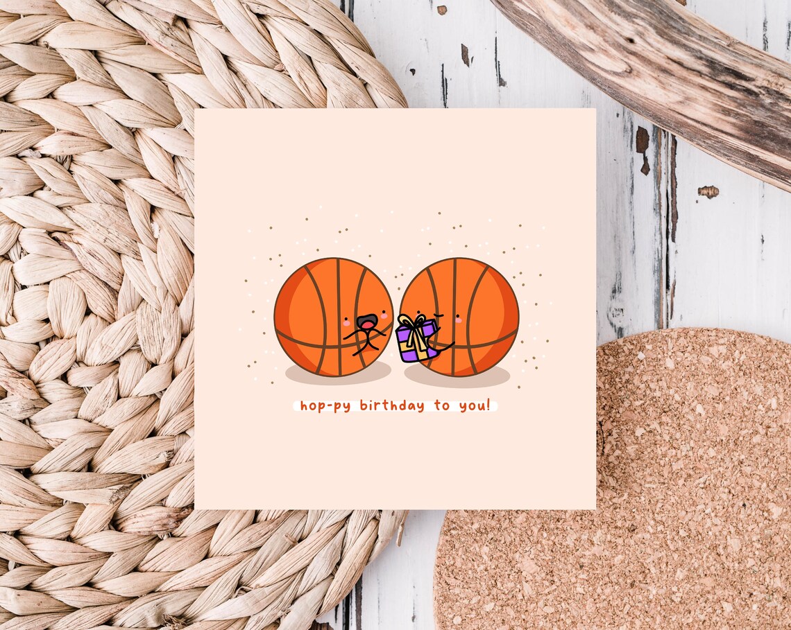 Hop-py Birthday To You Basketball Pun Birthday Illustrated Card Print - Image 4