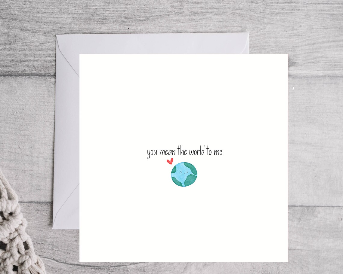 You Mean The World To Me Cute Earth Anniversary Card Wall Art - Image 5