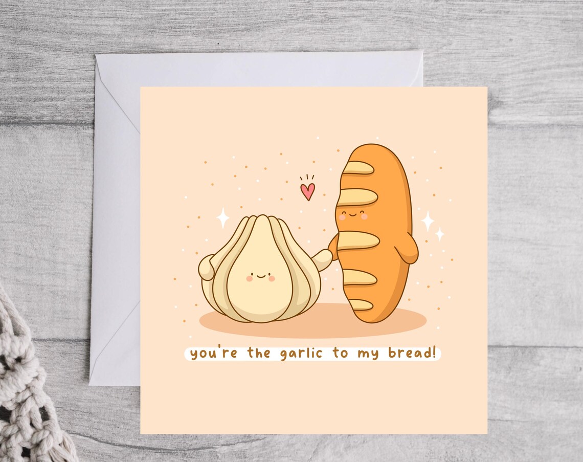 Kawaii You Are the Garlic to My Bread Baguette Pun Love Art Print - Image 2