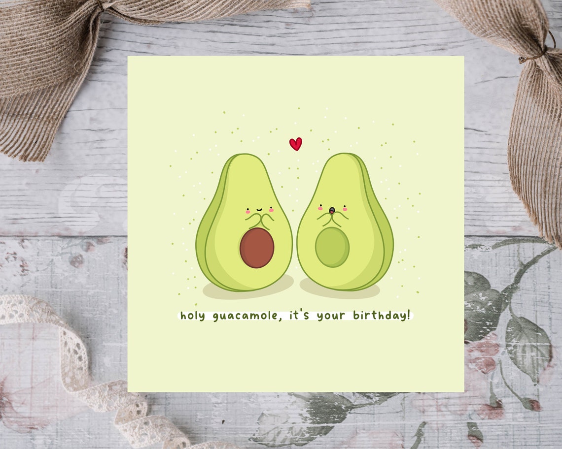 Holy Guacamole It's Your Birthday Cute Avocado Pun Card Poster - Image 3