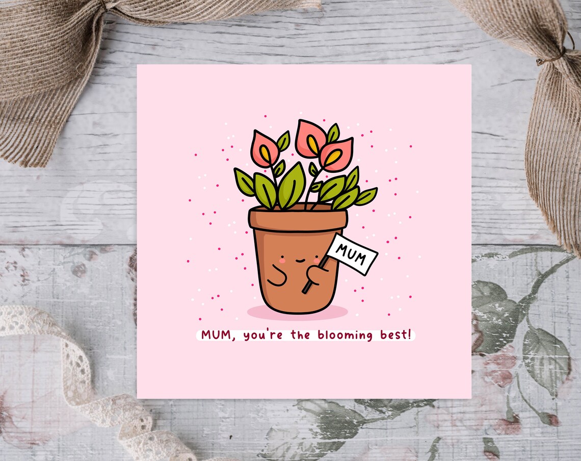 Kawaii Mum Gardening Pun Card, Flower Pots Art Print - Image 3