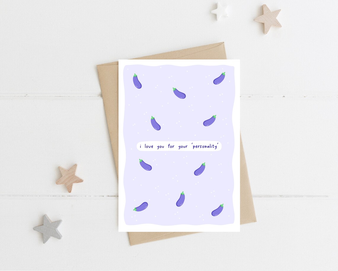 I Love You For Your Personality Cheeky Aubergine Card Poster - Image 2