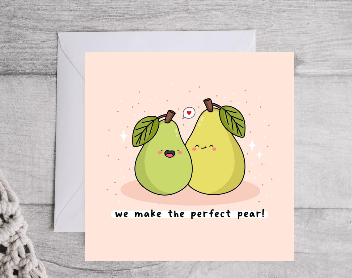 Kawaii We Make the Perfect Pear Hugging Pair Pun Love Art Print - Image 4