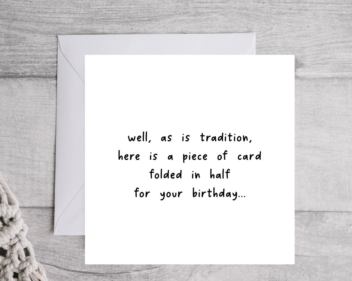 Sarcastic Minimalist Birthday Card Handwritten Joke Card Print - Image 4