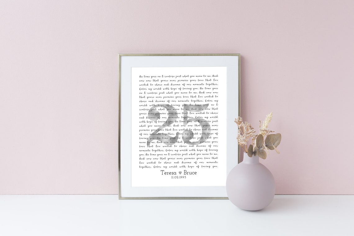 Personalized Custom Ampersand Shaped Song Lyrics Anniversary Poster - Image 6