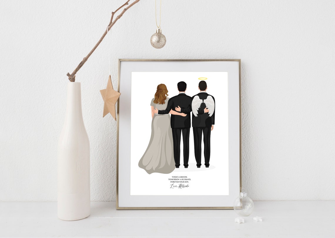 Groom With Angel Dad Memorial Custom Wedding Day Keepsake Poster - Image 4