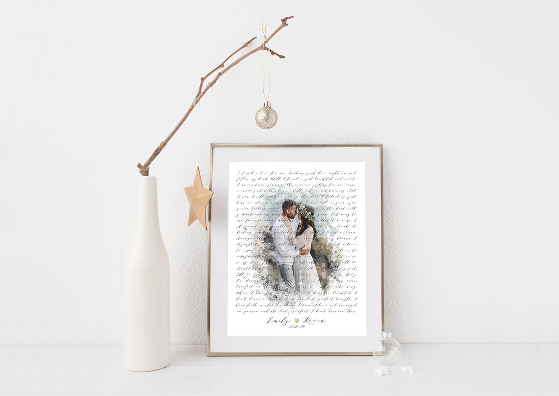 Perfect Ed Sheeran Wedding Lyrics With Couple Photo Keepsake Poster - Image 3