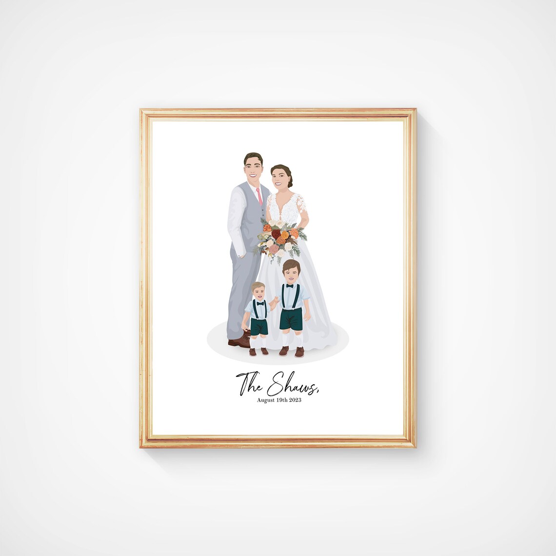 The Shaws Family Wedding Guest Book Portrait With Kids Poster - Image 4
