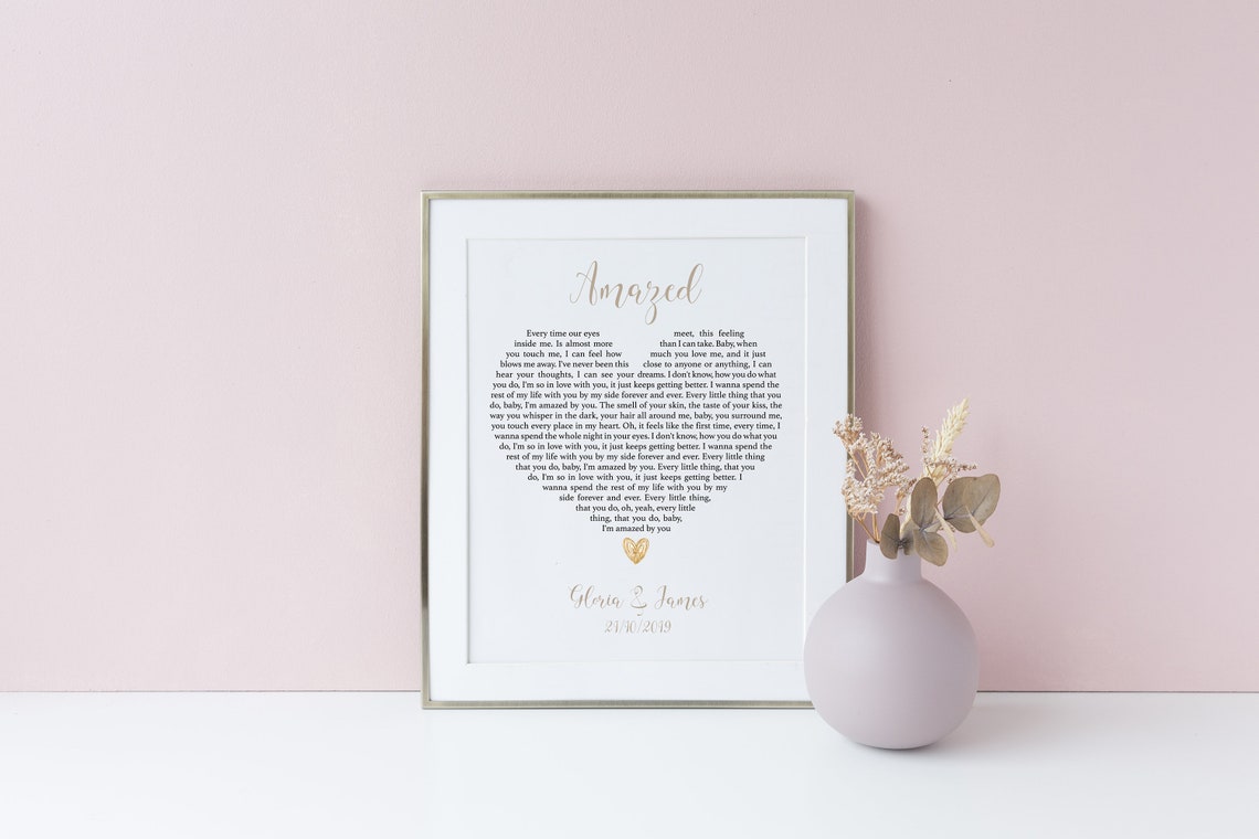 Amazed Lonestar Heart Shaped Song Lyrics Anniversary Gift Poster - Image 4
