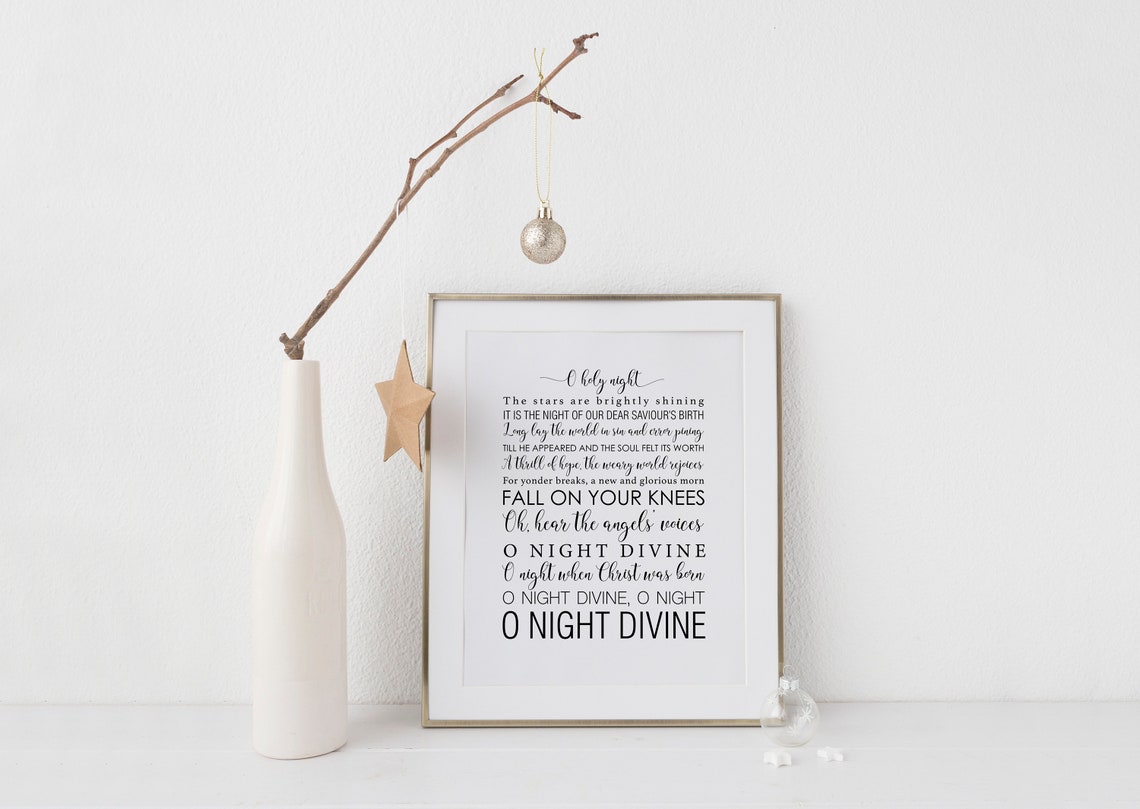 O Holy Night Christmas Word Art Christmas Hymn Song Lyrics Print Christmas Wall Art Christmas Carol Christmas Gifts - Image 5