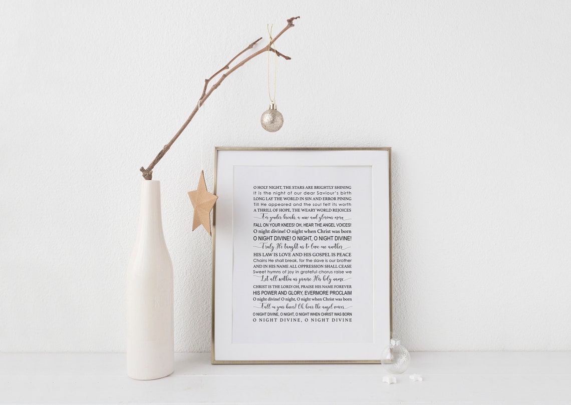 O Holy Night Christmas Hymn Carol Lyrics Typography Wall Art - Image 6