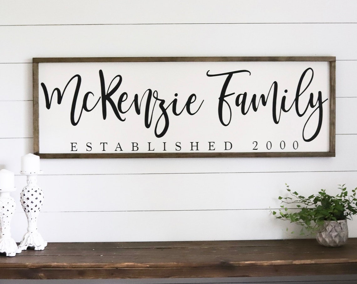 Personalized Family Name Script Established Farmhouse Sign Poster