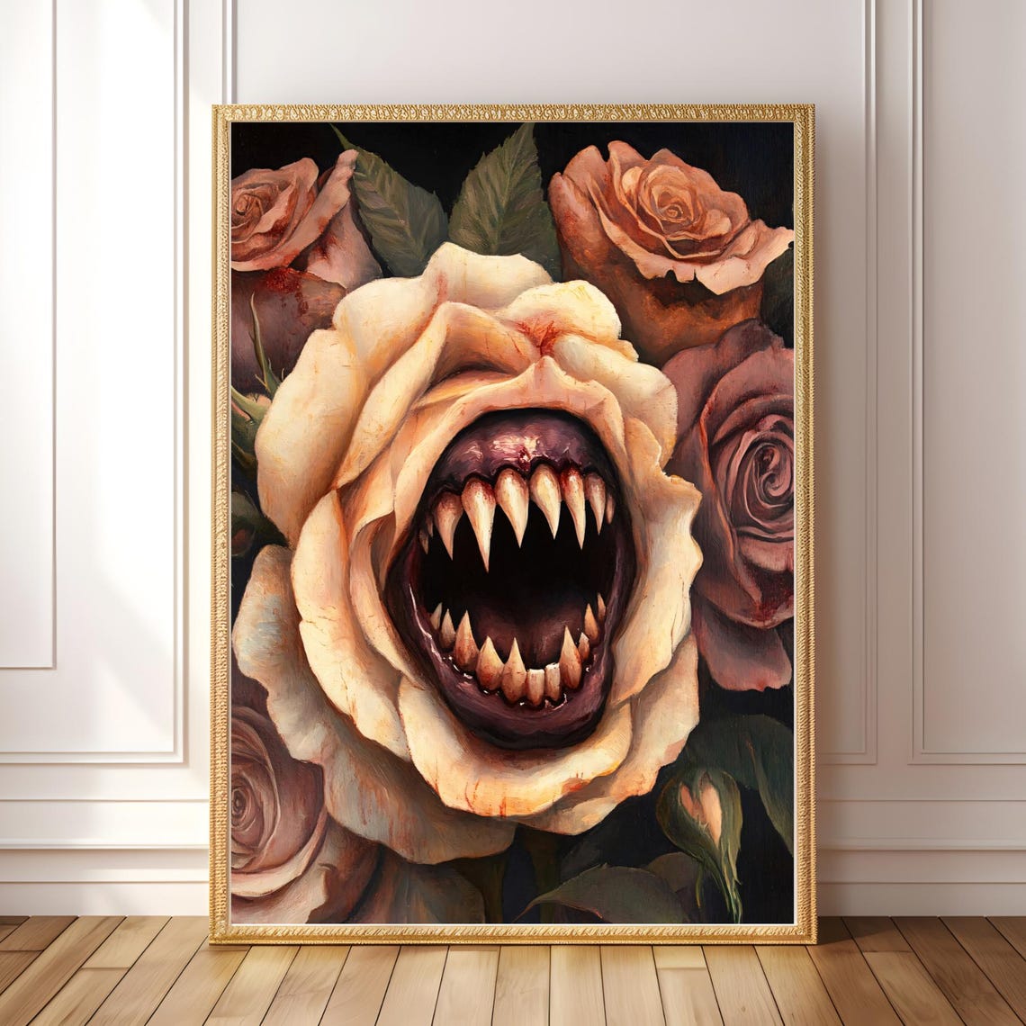 Vampire Rose Horror Floral Macabre Fanged Flower Gothic Art Poster