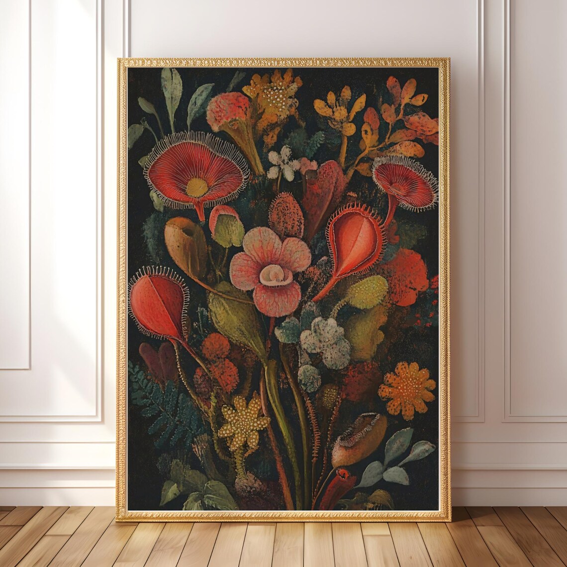 Carnivorous Plant Wall Art Moody Botanical Print Dark Academia Decor Venus Flytrap Gothic Garden