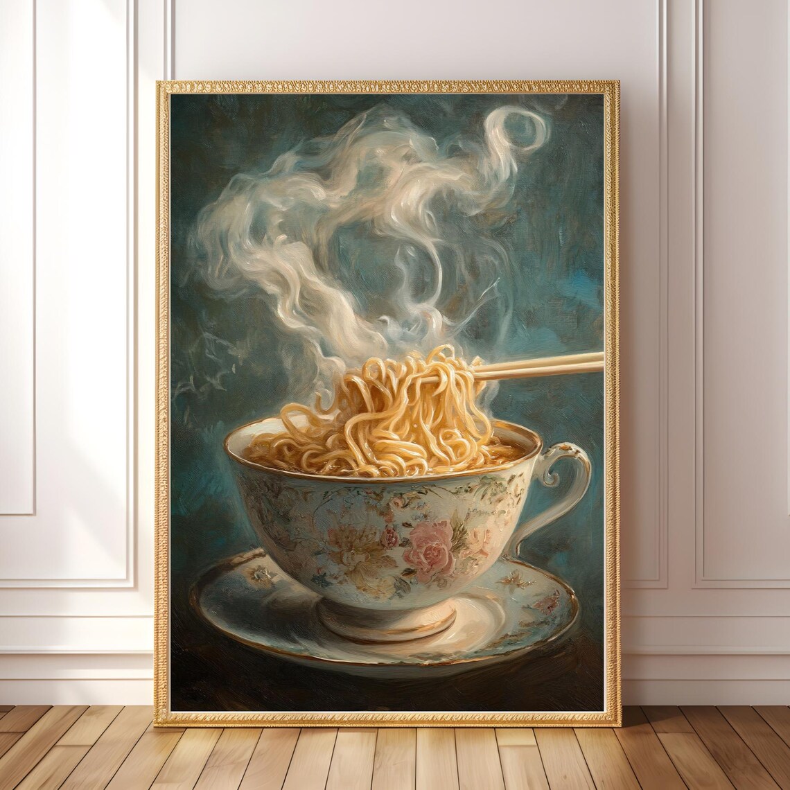 Tea Cup Of Noodles Kitchen Wall Art Poster Print