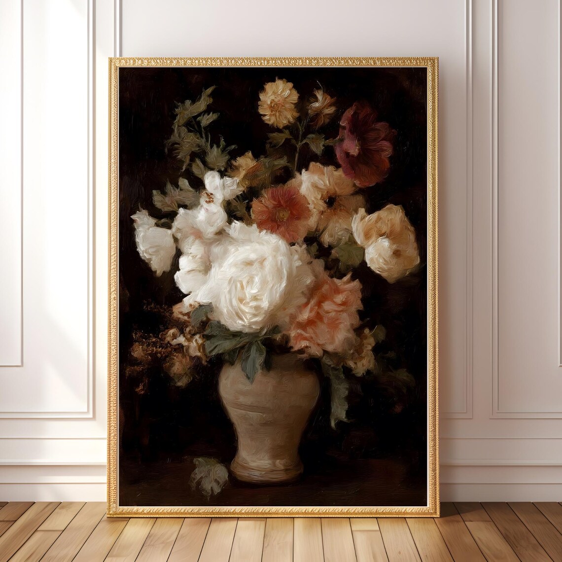 Dark Floral Still Life Print, Moody Baroque Bouquet